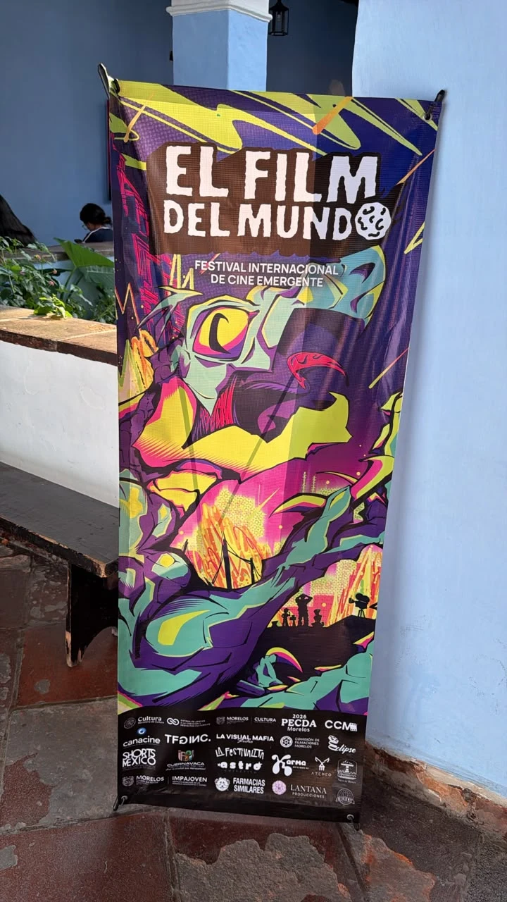 Banner impreso para el festival El Film del Mundo