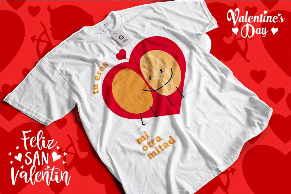 Diseño de playeras para parejas de San Valentín